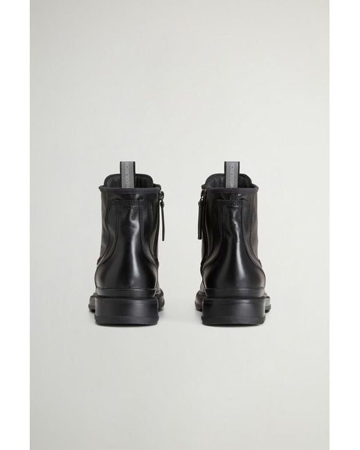 Woolrich Grove Logger-Veterboots Van Leer Zwart Grootte in het Black