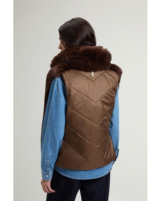 Chaleco Híbrido De Pelo Sintético Y Nailon Acolchado Para Mujer Talla Woolrich de color Blue