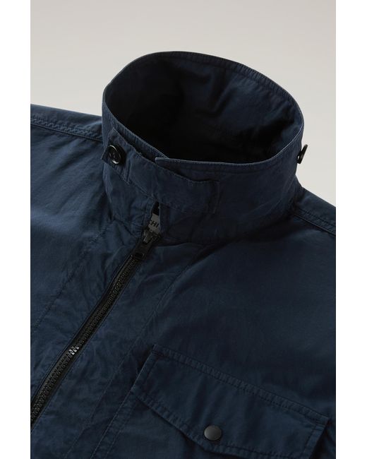 Woolrich Blue Garment-dyed Overshirt In Pure Cotton for men