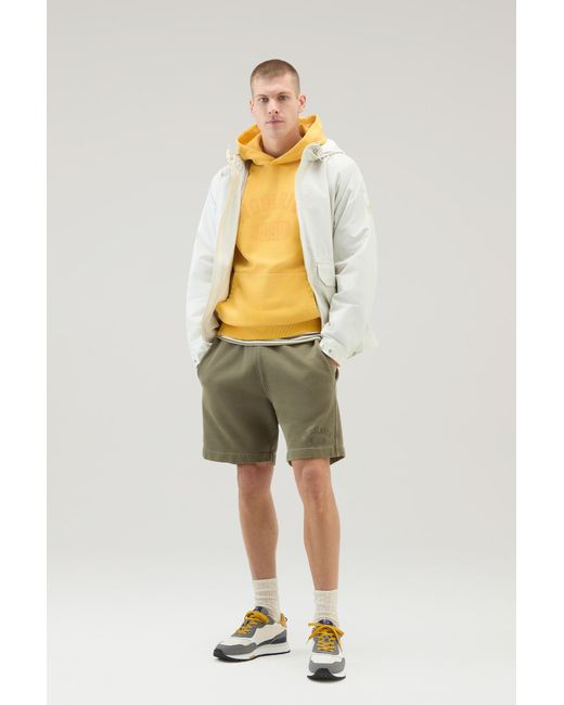 Woolrich Multicolor Garment-dyed Sport Shorts In Pure Cotton Fleece Green for men