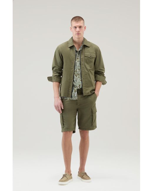 Woolrich Green Garment-dyed Overshirt In Pure Cotton for men
