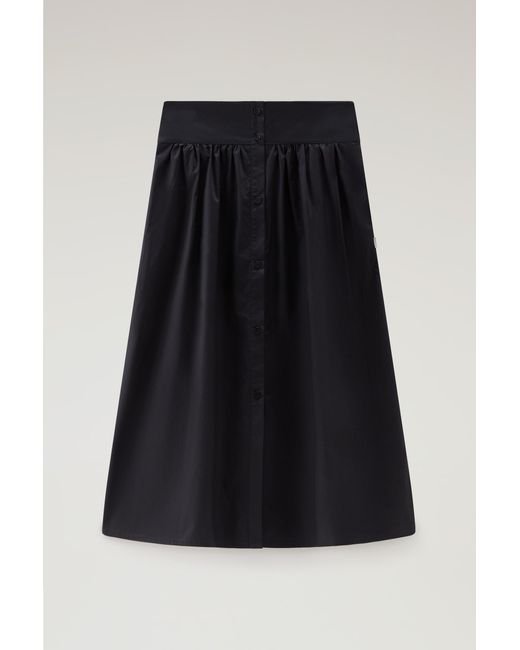 Woolrich Black Midi Skirt In Pure Cotton Poplin