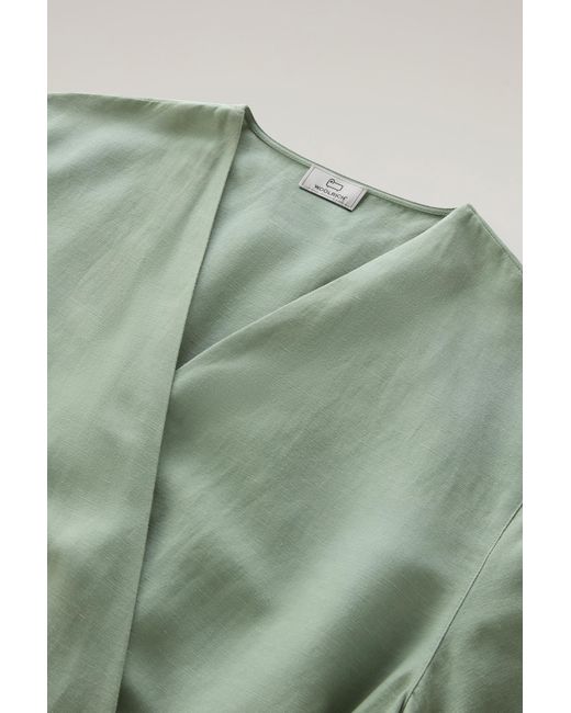 Woolrich Green Jumpsuit In A Linen Blend