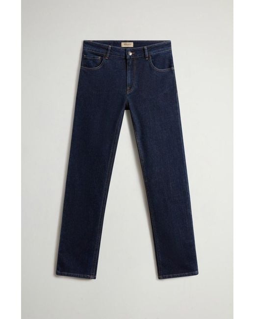 Pantalones De Pernera Ancha Y Cinco Bolsillos En Denim De Algodón Elástico Para Mujer Talla Woolrich de color Blue