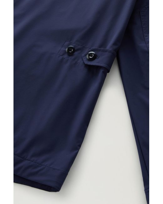 Woolrich Blue Field Jacket In Matt Finish Stretch Nylon for men