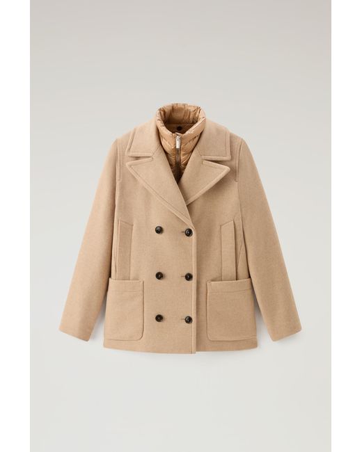 Woolrich 2-in-1 Sideline Coat In Manteco Recycled Wool Blend in Natural |  Lyst UK