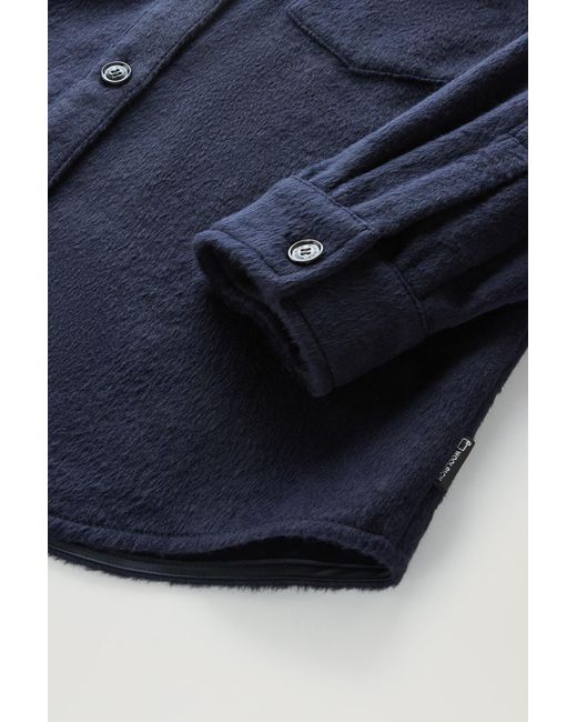 Woolrich Blue Overshirt In Wool Blend