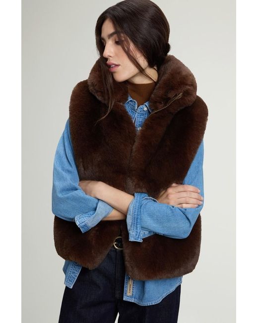 Chaleco Híbrido De Pelo Sintético Y Nailon Acolchado Para Mujer Talla Woolrich de color Blue