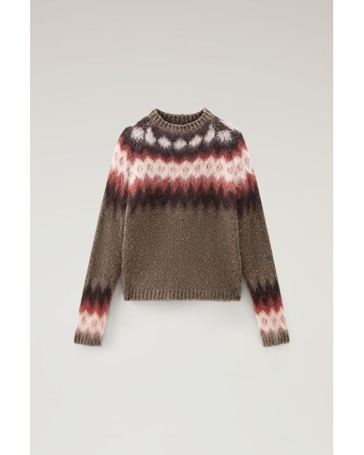 Woolrich Multicolor Fair Isle Pullover In Wool And Mohair Blend