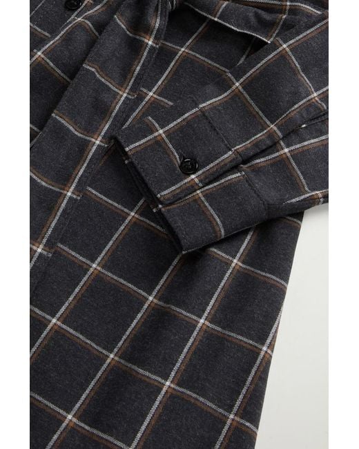 Vestido Camisero A Cuadros De Franela De Puro Algodón Para Mujer Talla Woolrich de color Gray
