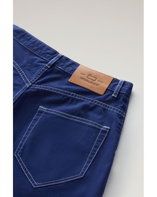 Woolrich Blue Garment-dyed Stretch Cotton Twill Pants