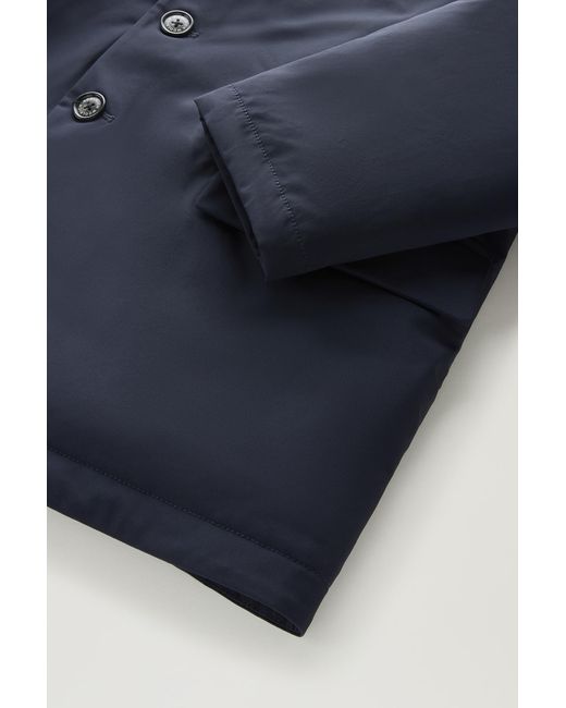 Woolrich Blue Down Blazer In Stretch Nylon for men