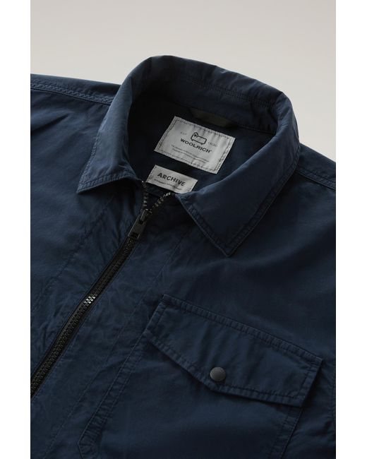 Woolrich Blue Garment-dyed Overshirt In Pure Cotton for men