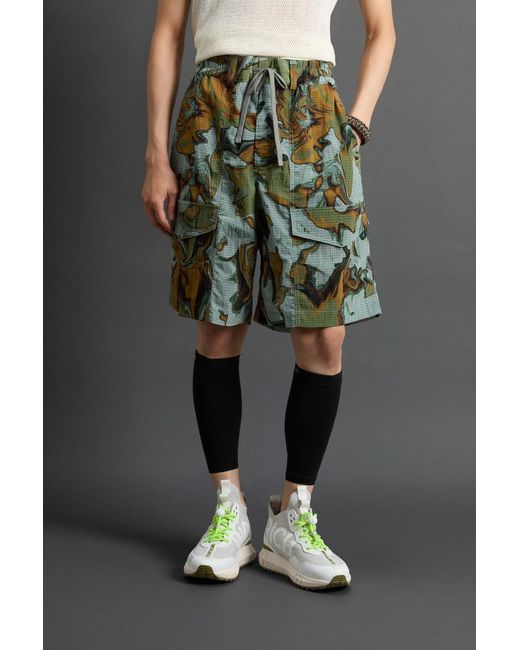 Woolrich Gray Olmetex Ripstop Nylon Shorts With Tie-Dye Motif By Todd Snyder for men