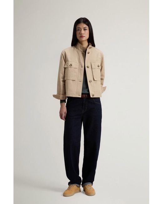 Chaqueta Camisera Field De Puro Algodón Lavado Para Mujer Talla Woolrich de color Blue