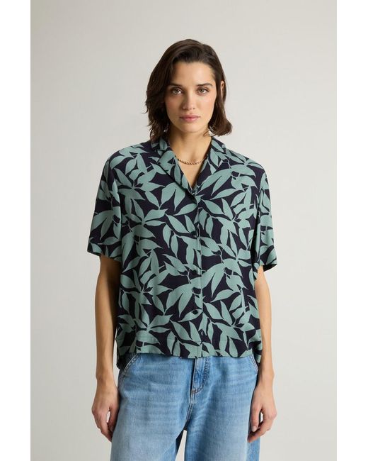Woolrich Overhemd Met Bowlingkraag Blauw Grootte in het Green