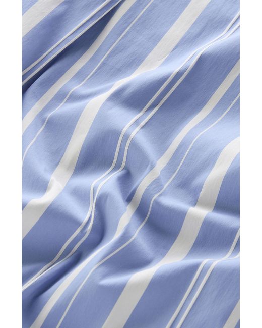 Woolrich Blue Striped Shirt In Cotton Blend Poplin