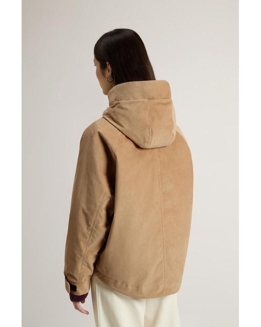 Woolrich Natural Damen Jacke Aus Dreilagigem Cord Mit Kapuze Größe