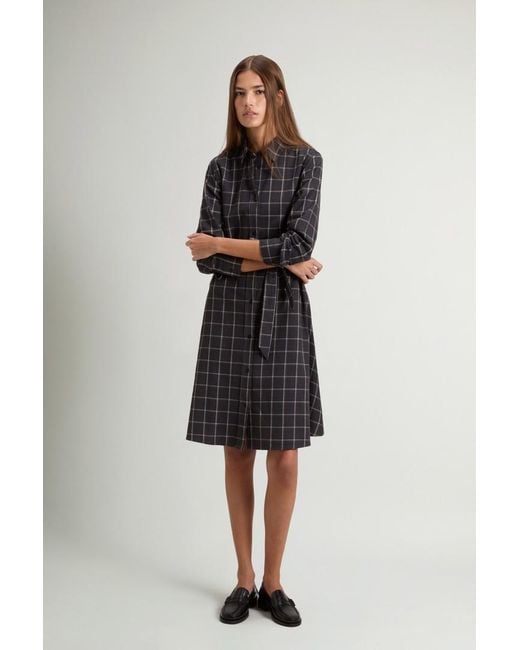 Vestido Camisero A Cuadros De Franela De Puro Algodón Para Mujer Talla Woolrich de color Gray