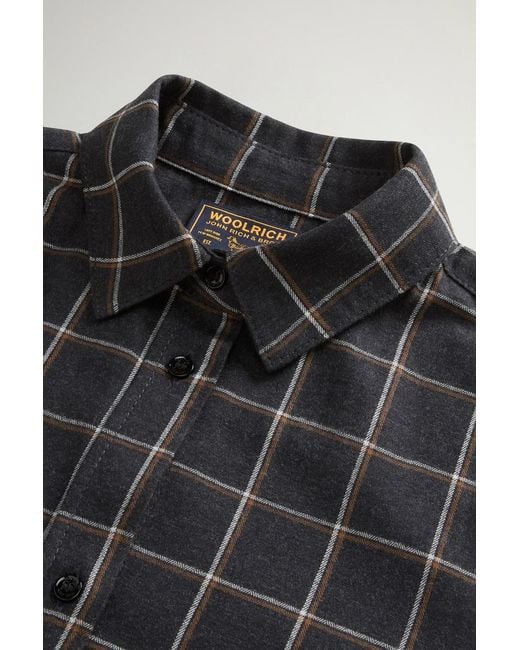 Vestido Camisero A Cuadros De Franela De Puro Algodón Para Mujer Talla Woolrich de color Gray