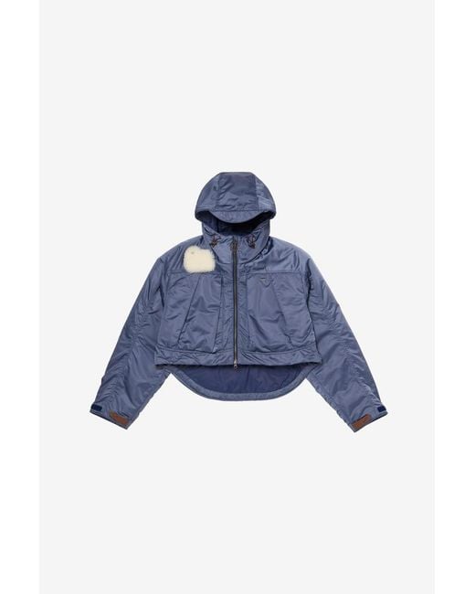 Woolrich Blue Fishing Jacke Aus Satiniertem Gewebe Mit Kapuze Mit Blende Blau Größe