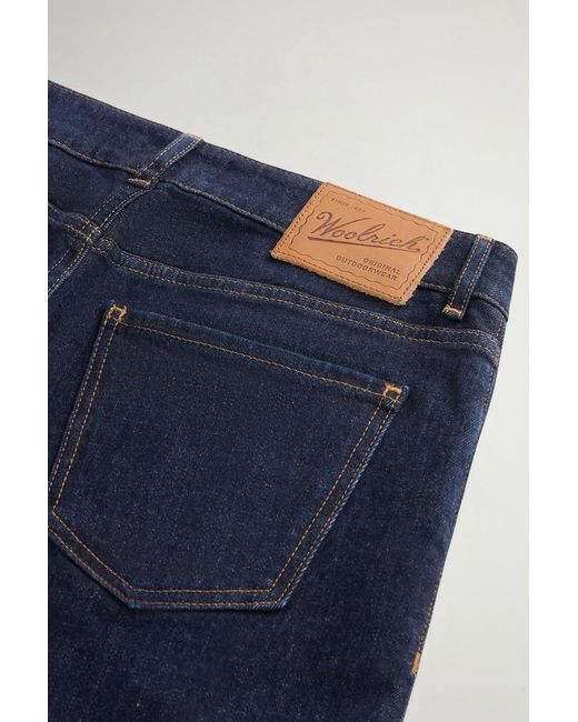 Pantalones De Pernera Ancha Y Cinco Bolsillos En Denim De Algodón Elástico Para Mujer Talla Woolrich de color Blue