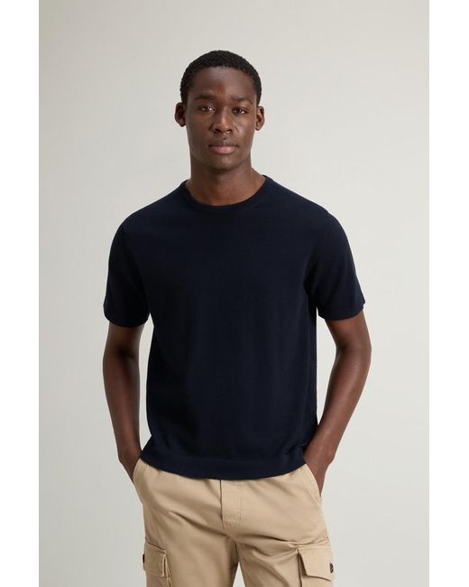 Woolrich Herren Kurzarmoberteil Aus Reiner Baumwolle Blau Größe in Blue für Herren