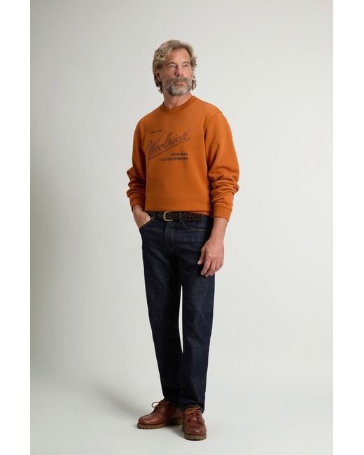 Sudadera De Cuello Redondo De Mezcla De Algodón Con Estampado Para Hombre Talla Woolrich de hombre de color Orange