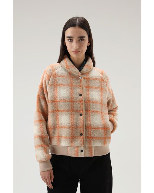 Woolrich Wool Blend Gentry Check Bomber Lyst