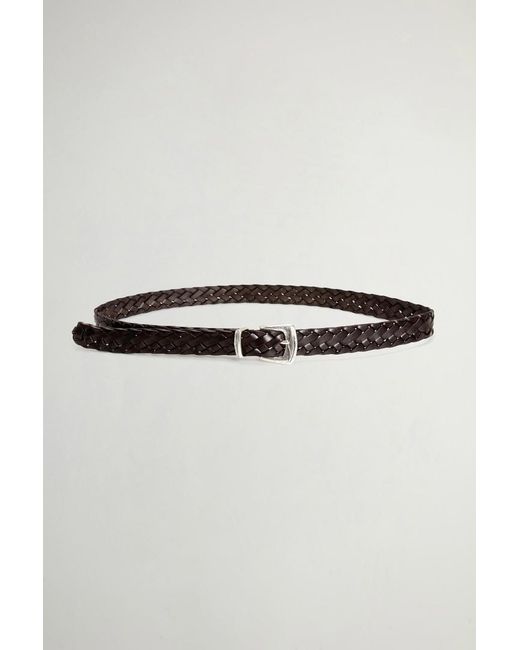 Cinturón De Piel Trenzada Para Mujer Talla One Woolrich de color Brown