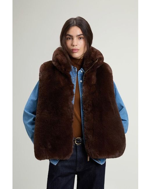 Chaleco Híbrido De Pelo Sintético Y Nailon Acolchado Para Mujer Talla Woolrich de color Blue