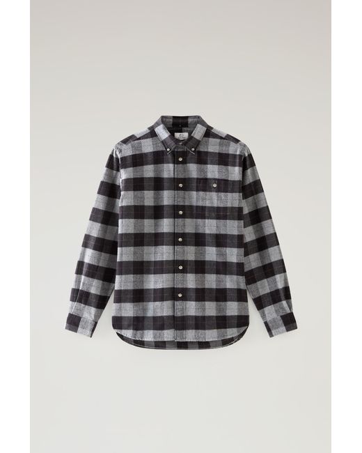 Woolrich Black Traditional Flannel Check Shirt for men