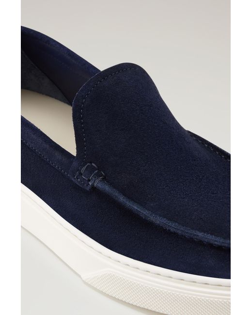 Woolrich Blue Suede Leather Loafers for men