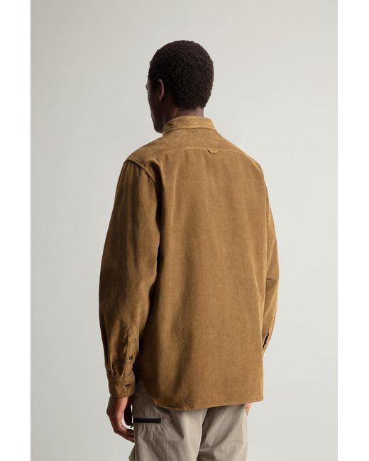 Woolrich Natural Garment-Dyed Corduroy Overshirt for men