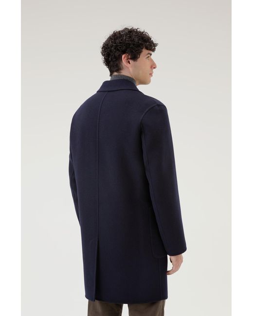 Woolrich Blue Coat In Manteco Recycled Wool Blend for men