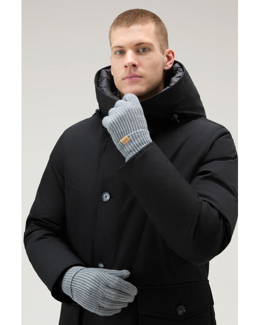Woolrich Ribbed Gloves In Pure Merino Virgin Wool in Blue for Men | Lyst