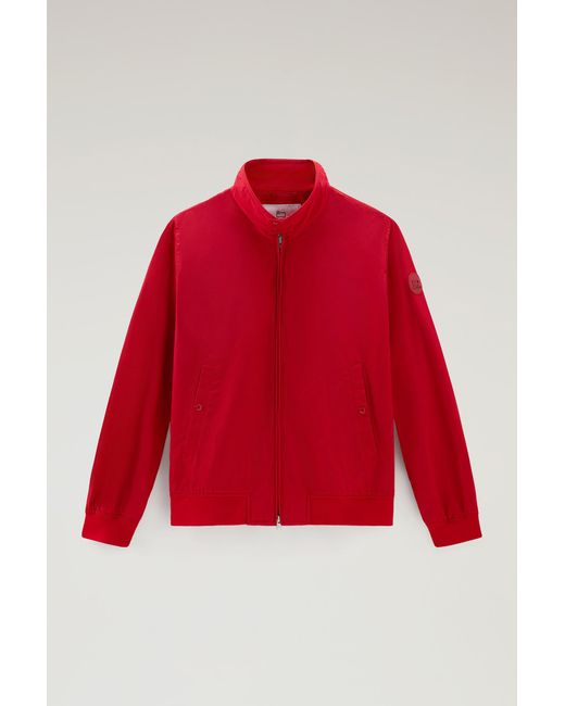 Woolrich Red Cruiser Bomber Jacket In Ramar Cloth With Turtleneck for men