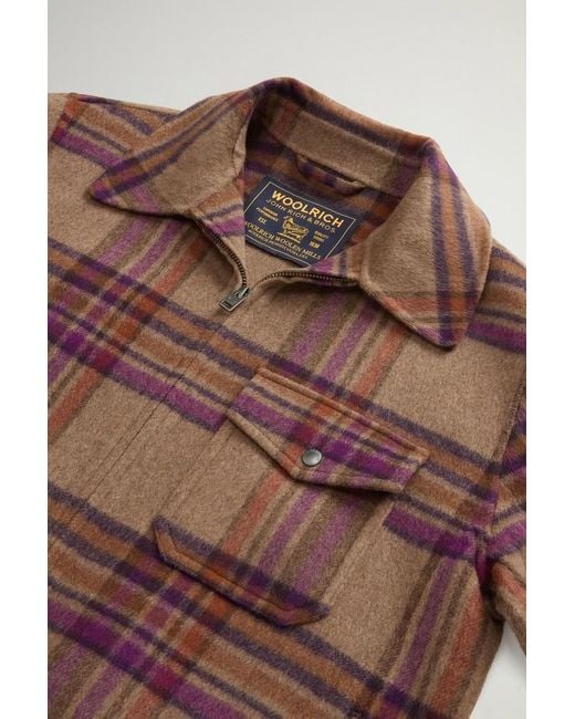 Chaqueta De Mezcla De Lana Doble Para Mujer Talla Woolrich de color Brown