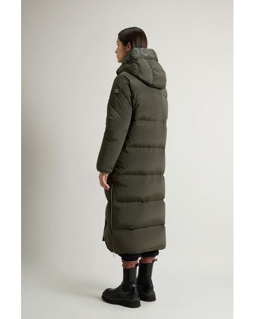 Woolrich Lange Aurora Parka Van Stretchnylon Groen in het Green