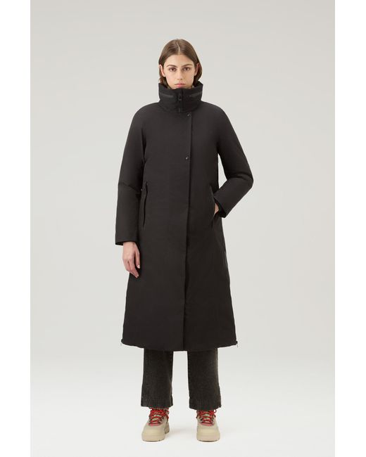 Woolrich Natural Waterproof High-tech Long Coat In Recycled Gore-tex