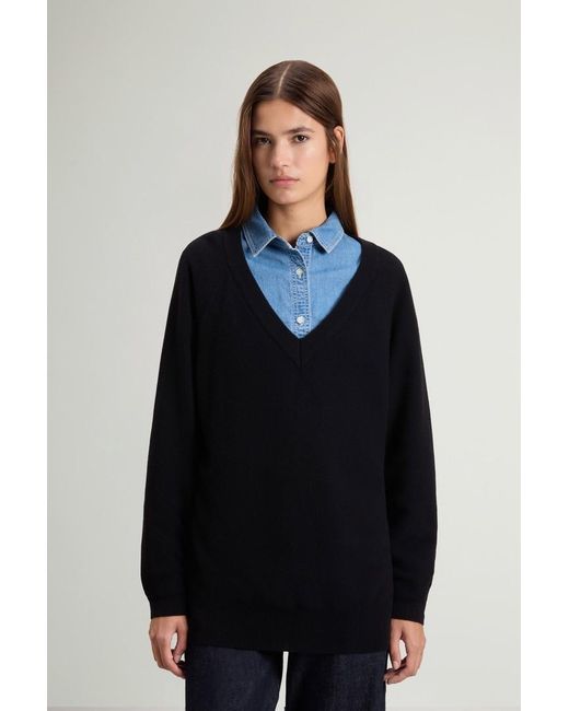 Jersey De Lana Virgen Y Cachemira Para Mujer Talla Woolrich de color Blue