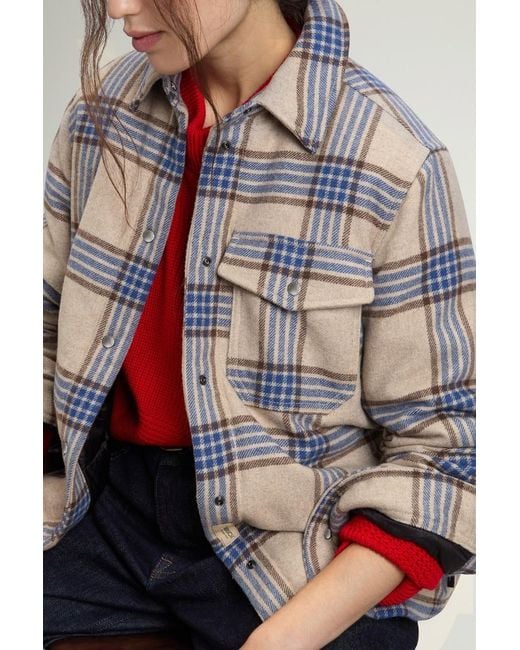 Chaqueta Camisera Alaskan A Cuadros De Mezcla De Lana Acolchada Para Mujer Talla Woolrich de color Red