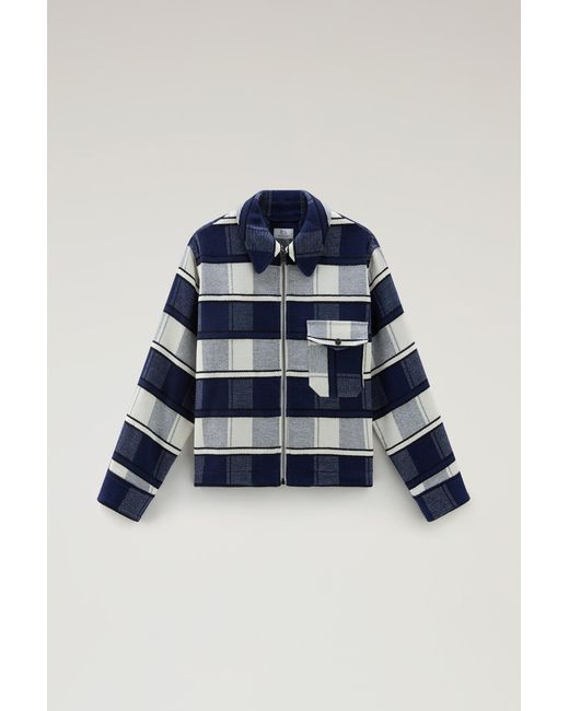 Woolrich Blue Gentry Overshirt In Manteco Recycled Cotton Blend