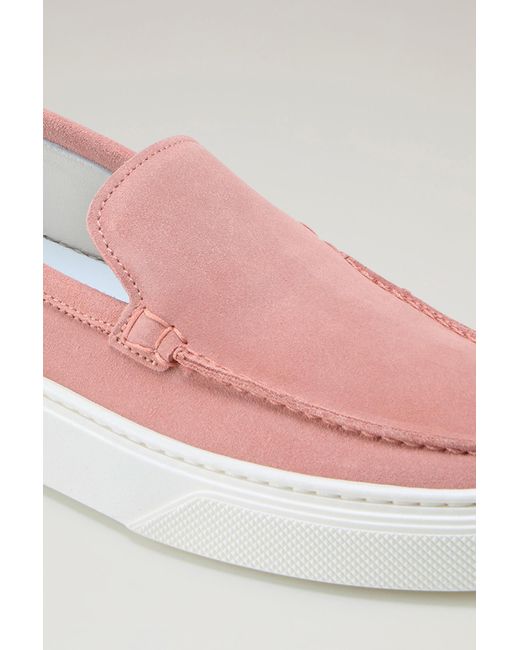 Woolrich Pink Suede Slip-on Loafers