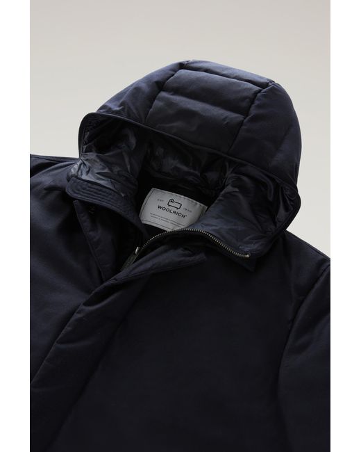 Woolrich Blue Luxury 2-in-1 Coat In Italian Wool And Silk Blend Crafted From A Loro Piana Fabric for men