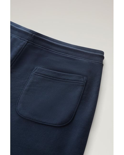 Woolrich Blue Sweatpants In Brushed Cotton Fleece for men