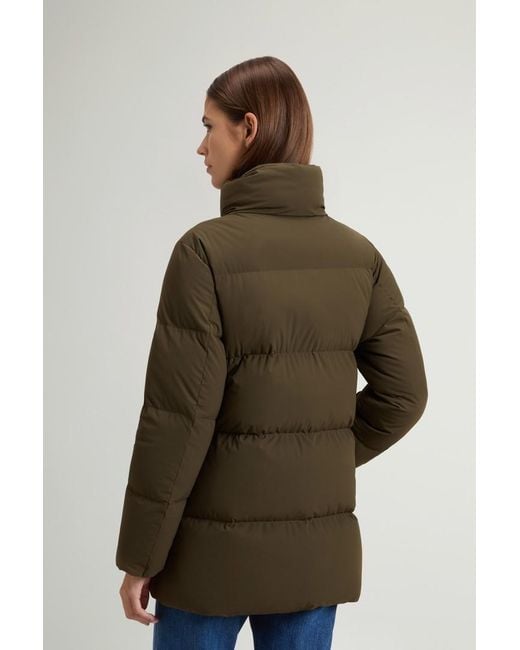 Woolrich Blue Damen Madison Steppmantel Aus Elastischem Nylon Grün Größe