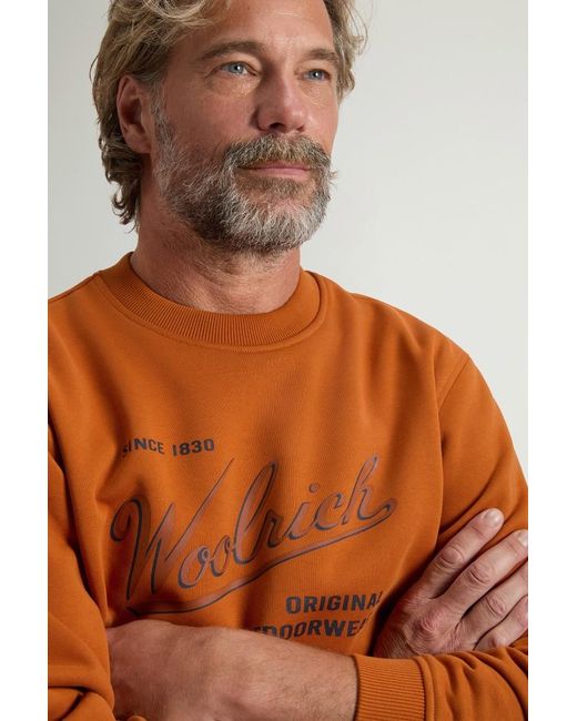 Sudadera De Cuello Redondo De Mezcla De Algodón Con Estampado Para Hombre Talla Woolrich de hombre de color Orange