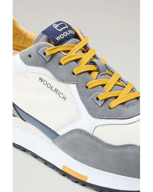 Woolrich Multicolor Retro Leather Sneakers With Nylon Details for men
