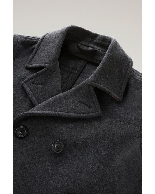 Woolrich Black 2-in-1 Peacoat In Recycled Italian Wool Blend Grey for men